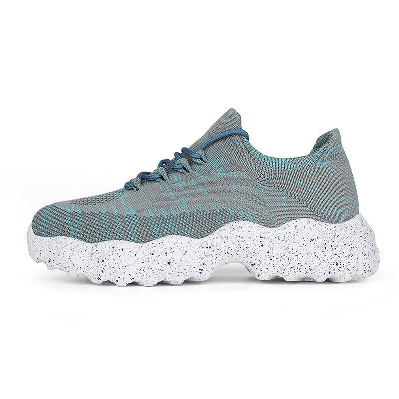 Daily Sporty Women's Shoes Cross-border New Summer Elevated Big Size Knitted Shoes Couple Style