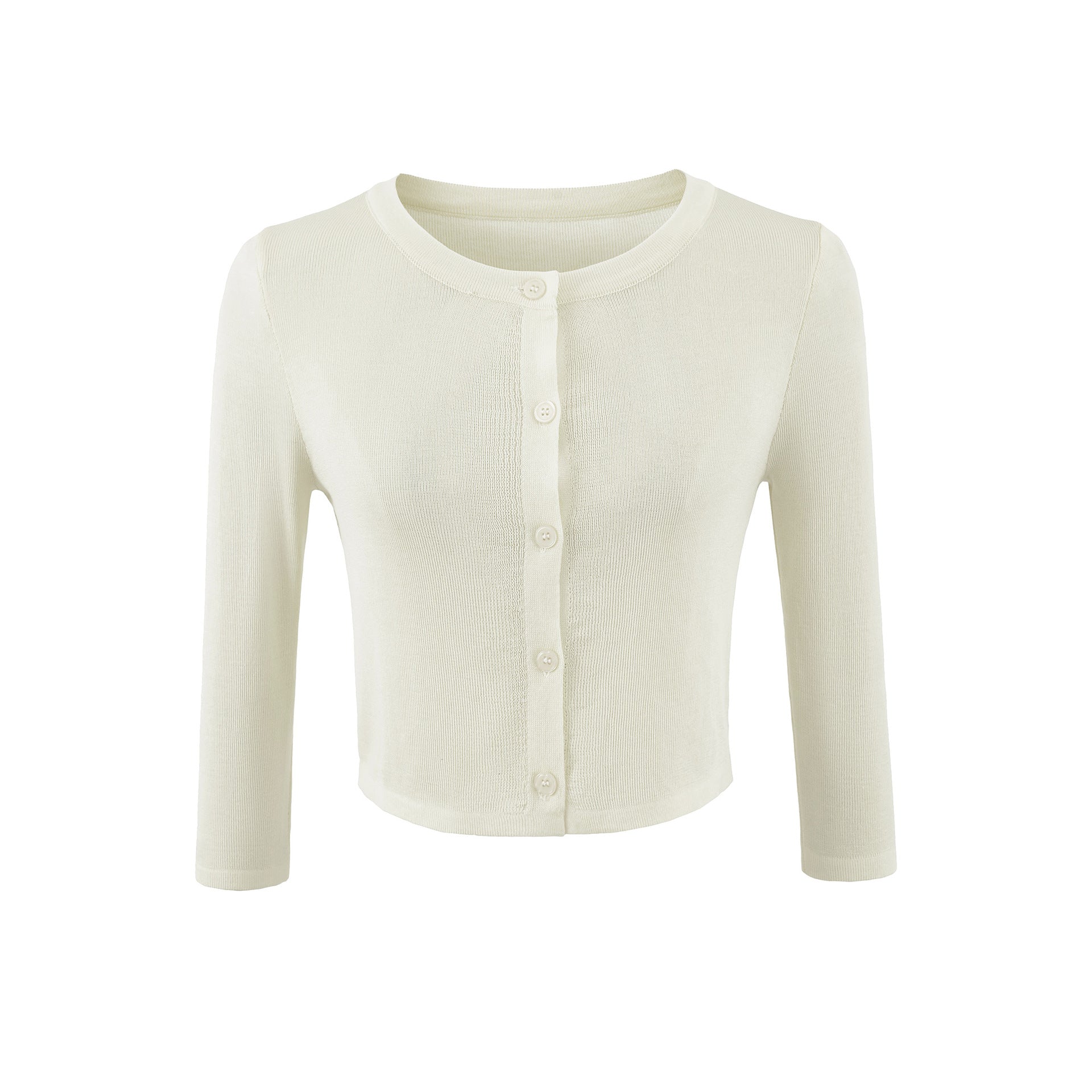 Shirt Mid-Sleeve Lightweight Knit Cardigan Light and Elegant Simple Round Neck Sun Protection Jacket