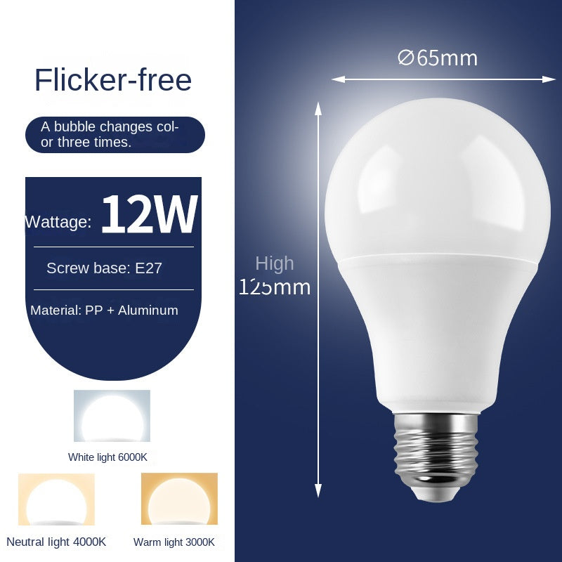 LED bulb super bright plastic wrapped aluminum bulb light e14 small screw e27 large screw household lighting energy-saving lamp