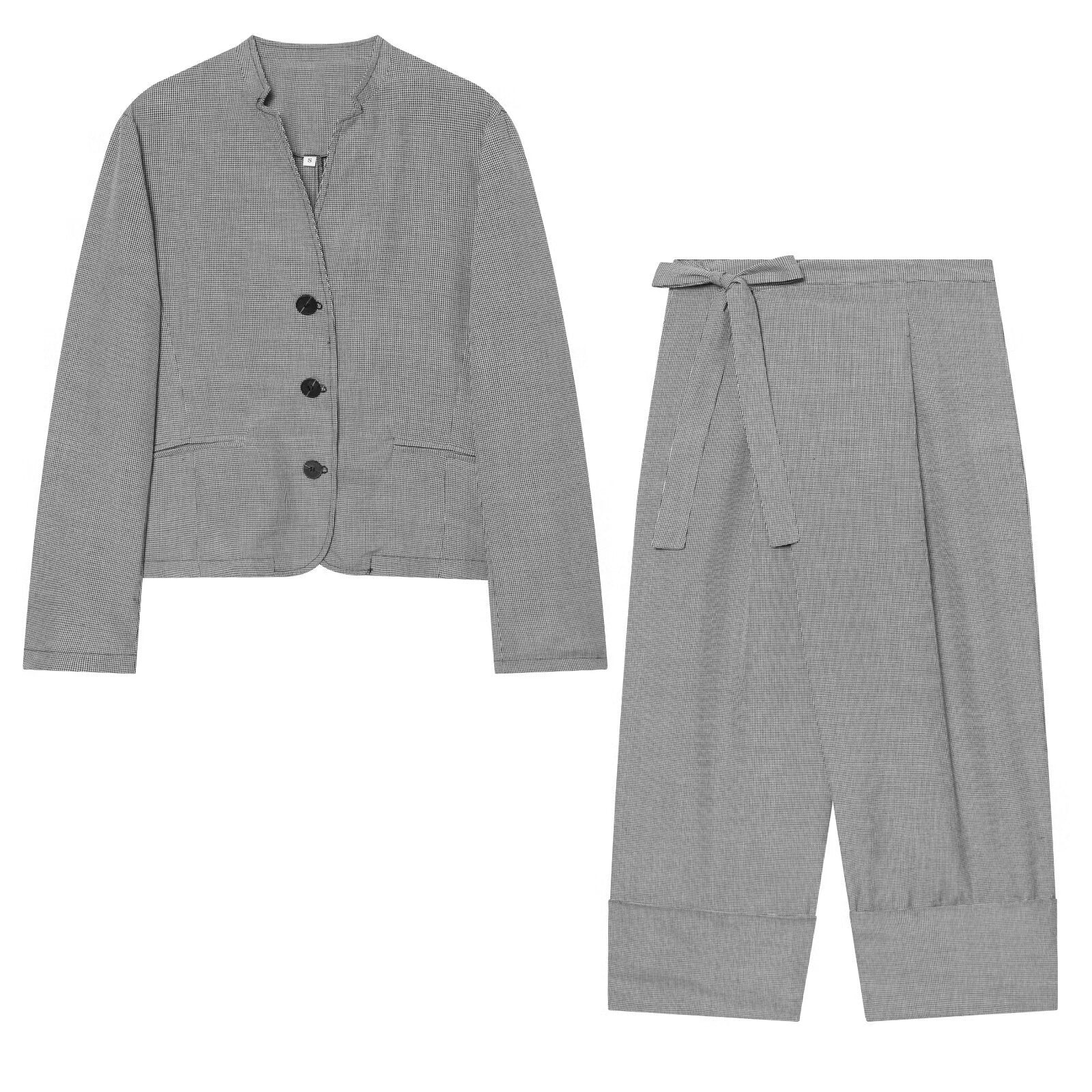 Summer suit jacket+wrap up pants set