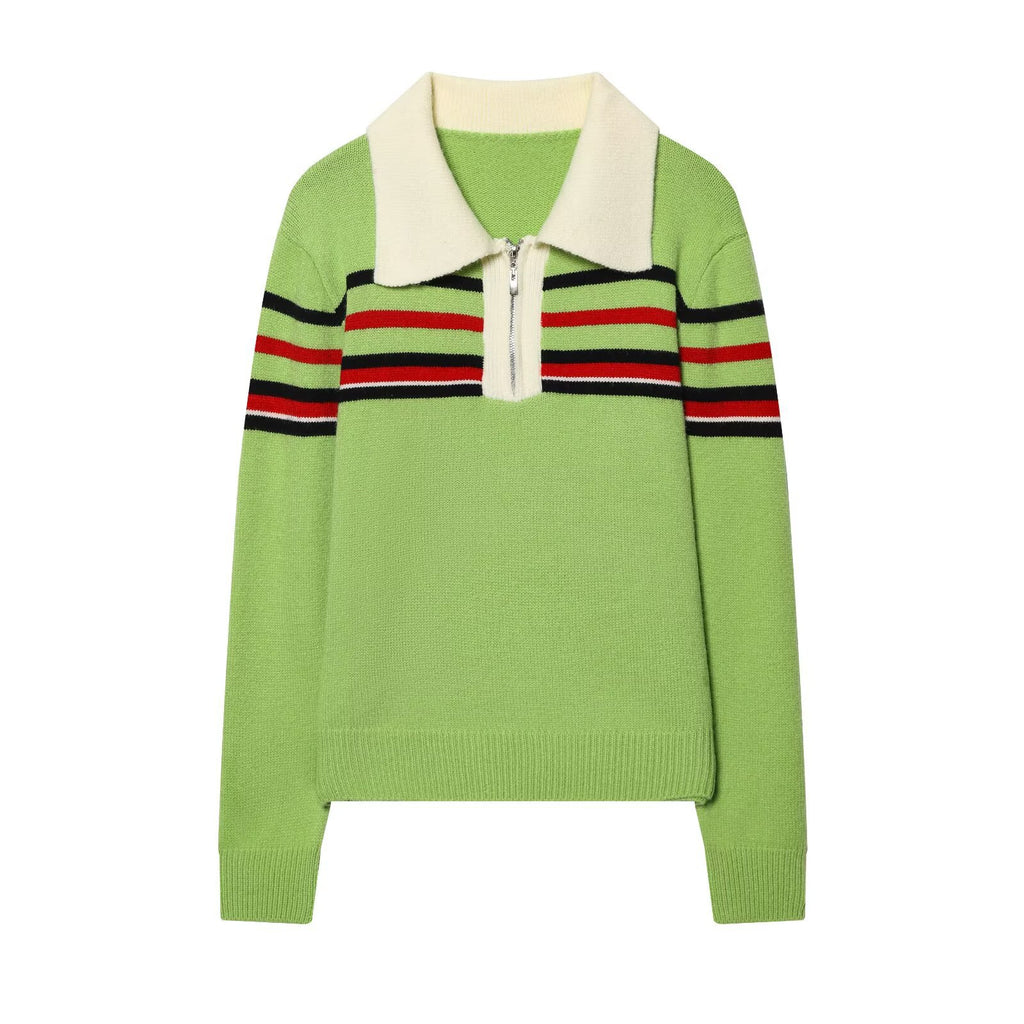 Casual POLO Zipper Collar Knitted Shirt