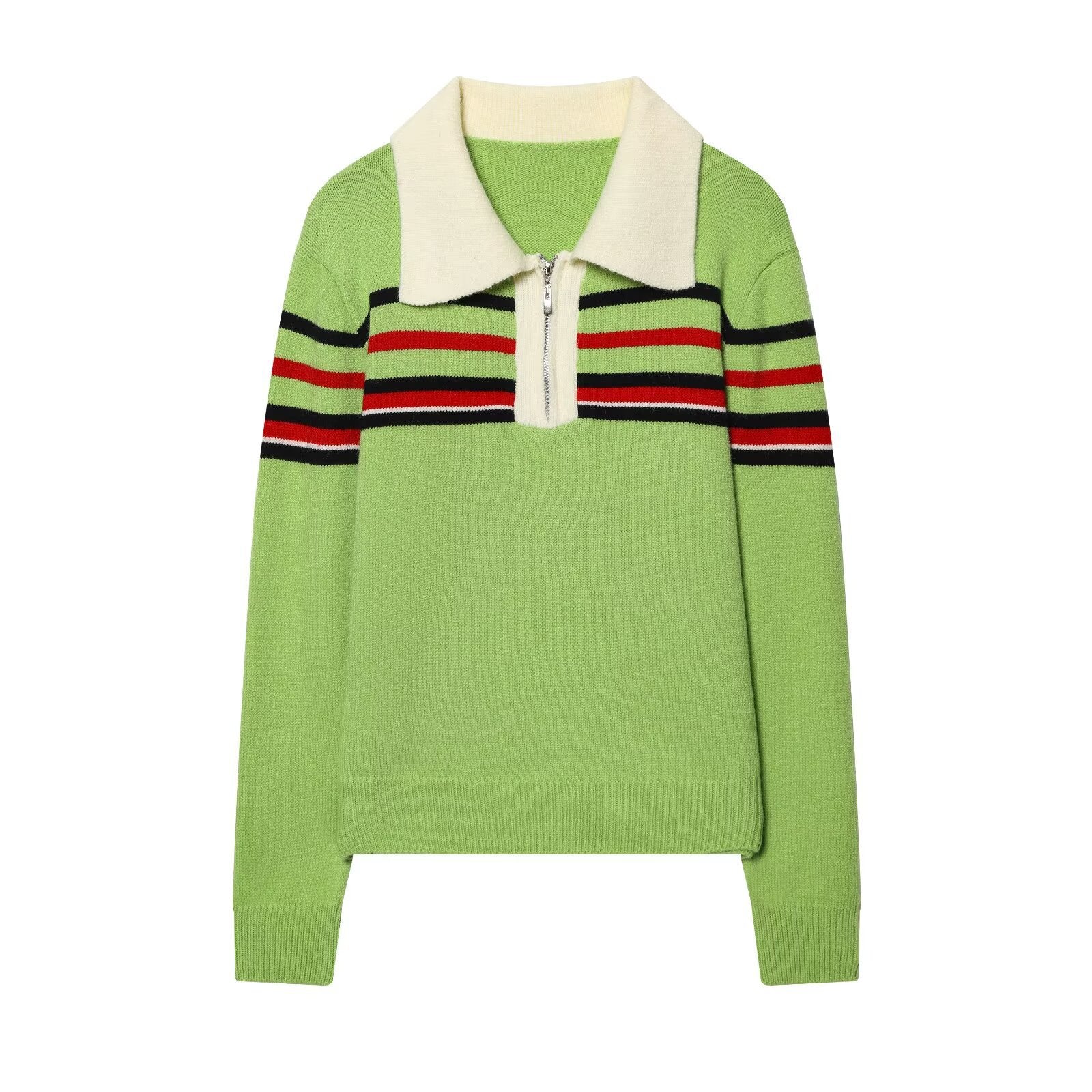Casual POLO Zipper Collar Knitted Shirt