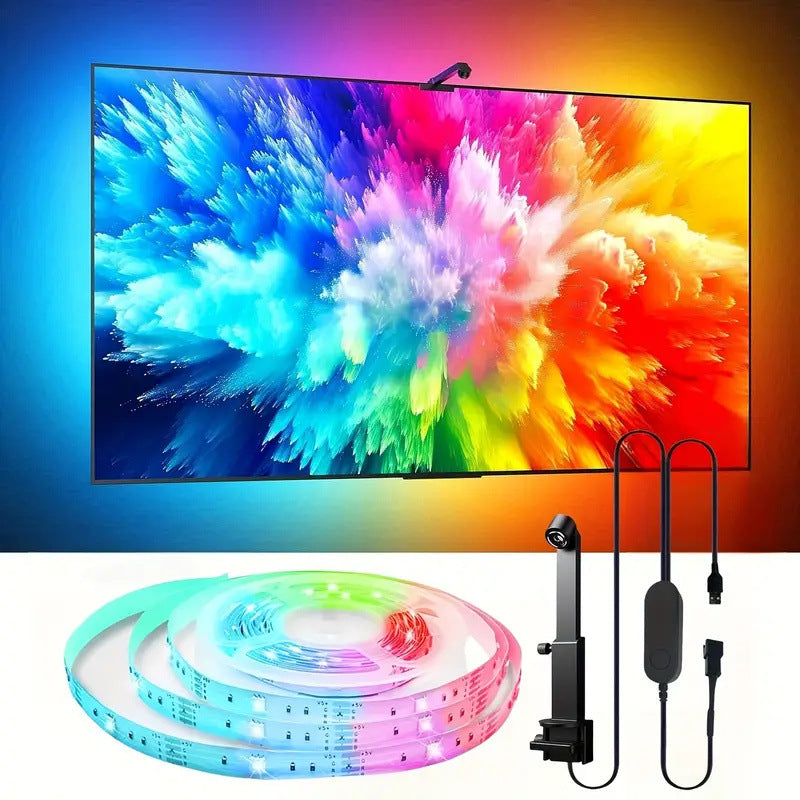 USB TV Screen Mirroring Ambient Light Smart Screen-Camera Sync Flowing Color Changing RGB Colorful LED Strip Light