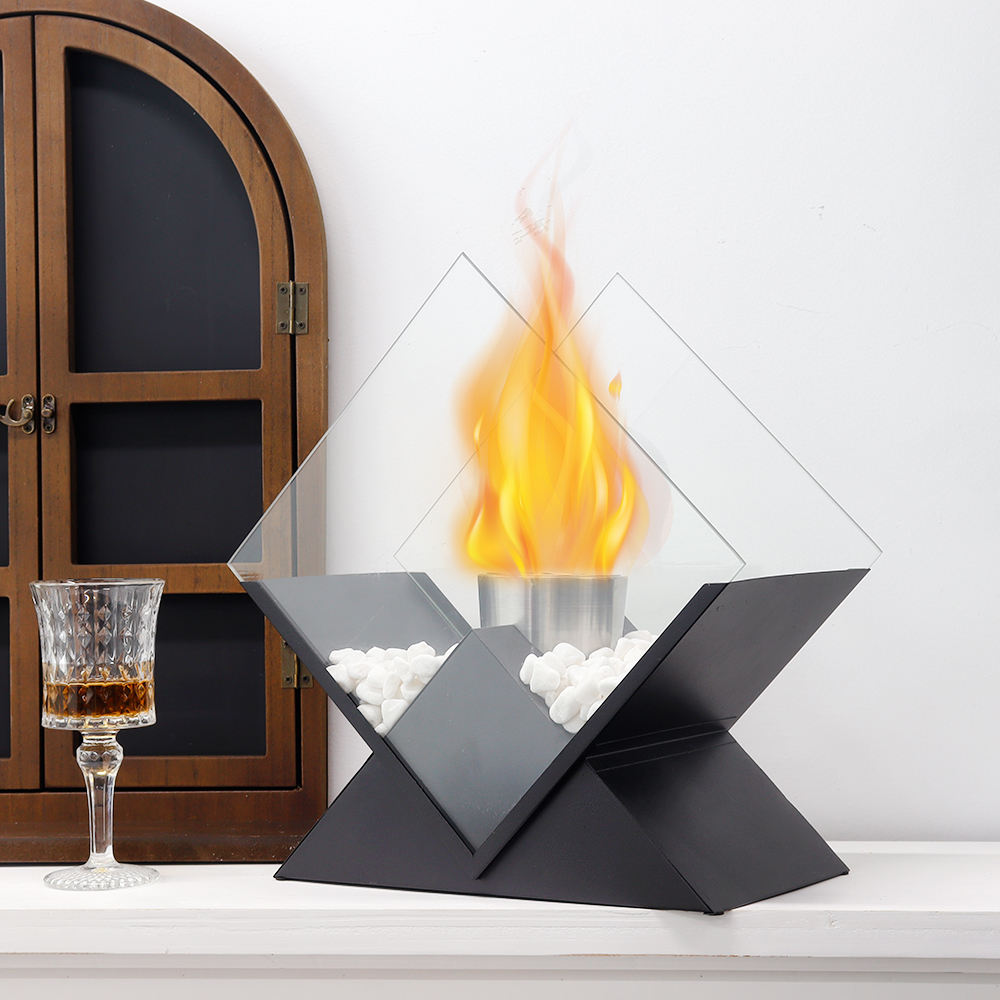 Desktop alcohol fireplace diamond shaped brazier indoor and outdoor portable stove true fire burning