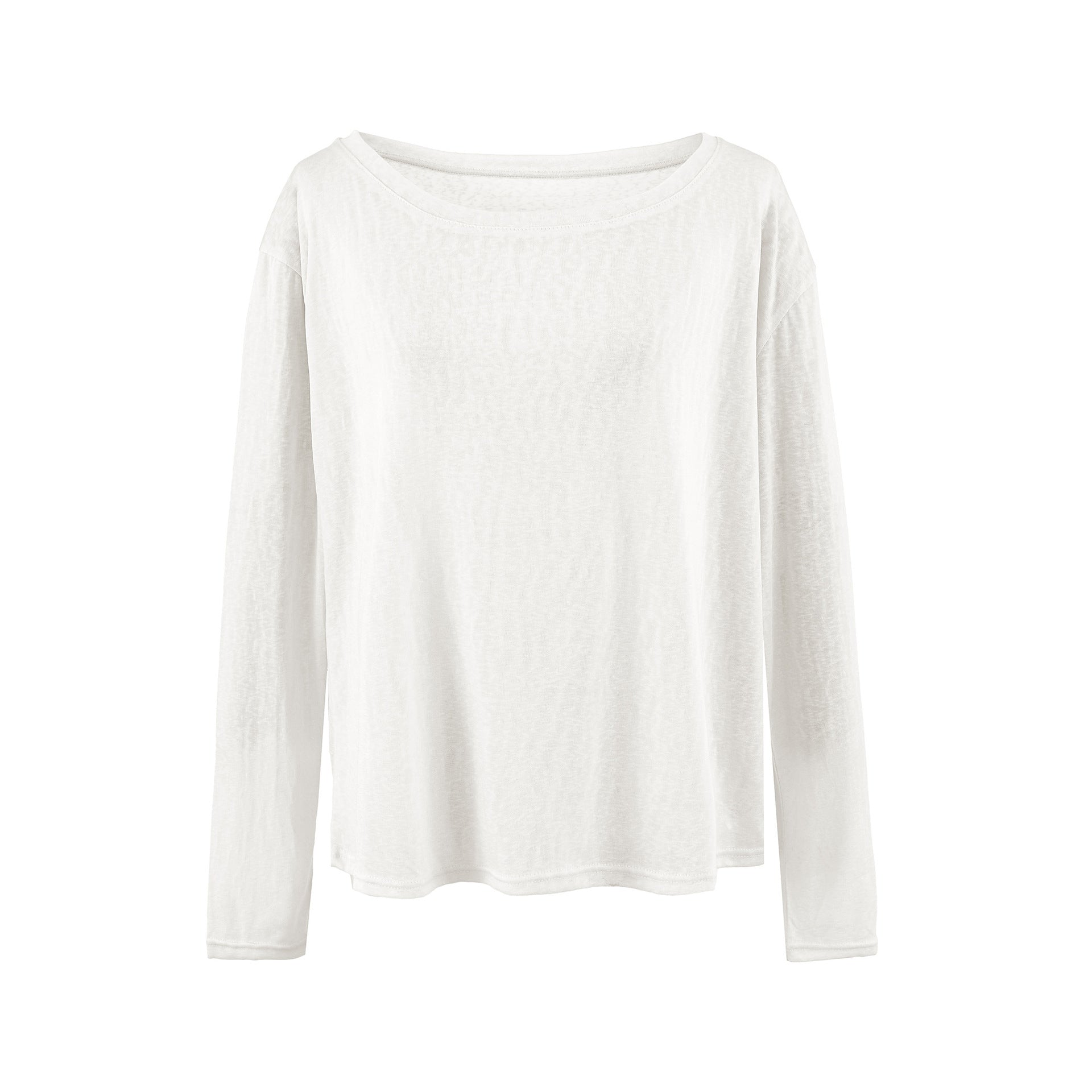 Smooth Semi-Transparent Lyocell, Lazy Two-Way Wear, One-Shoulder Slash Neck, Bare-Skin Feel, Long Sleeve