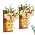 Creative wooden board LED Mason jar flower lamp glass Mason jar retro wall lamp