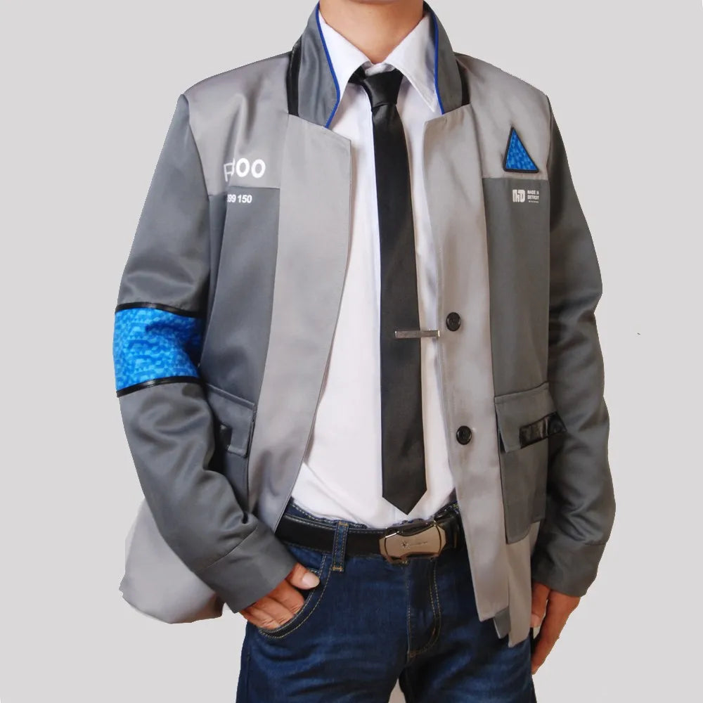 Game Detroit Become Human Cosplay Costume Connor Cosplay Uniform Men Jacket White Shirt Tie RK800 Coat Costume Full Set