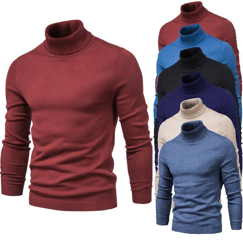 Slim fit high neck casual knitted sweater