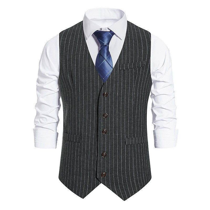 Gatsby Style Stripe Single Breasted Vest for Men Casual Suit Vest Plus Size