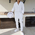 Style Men's Casual Knitwear Set, Loose Long Sleeve Top and Long Pants for Men