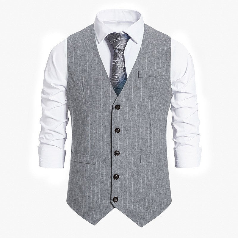 Gatsby Style Stripe Single Breasted Vest for Men Casual Suit Vest Plus Size