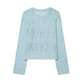Leisure candy colored hollow knitted sweater
