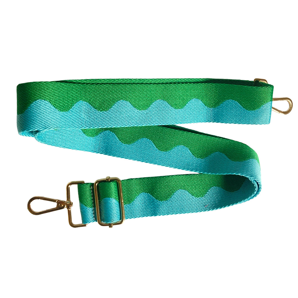 Bag strap - green blue waves