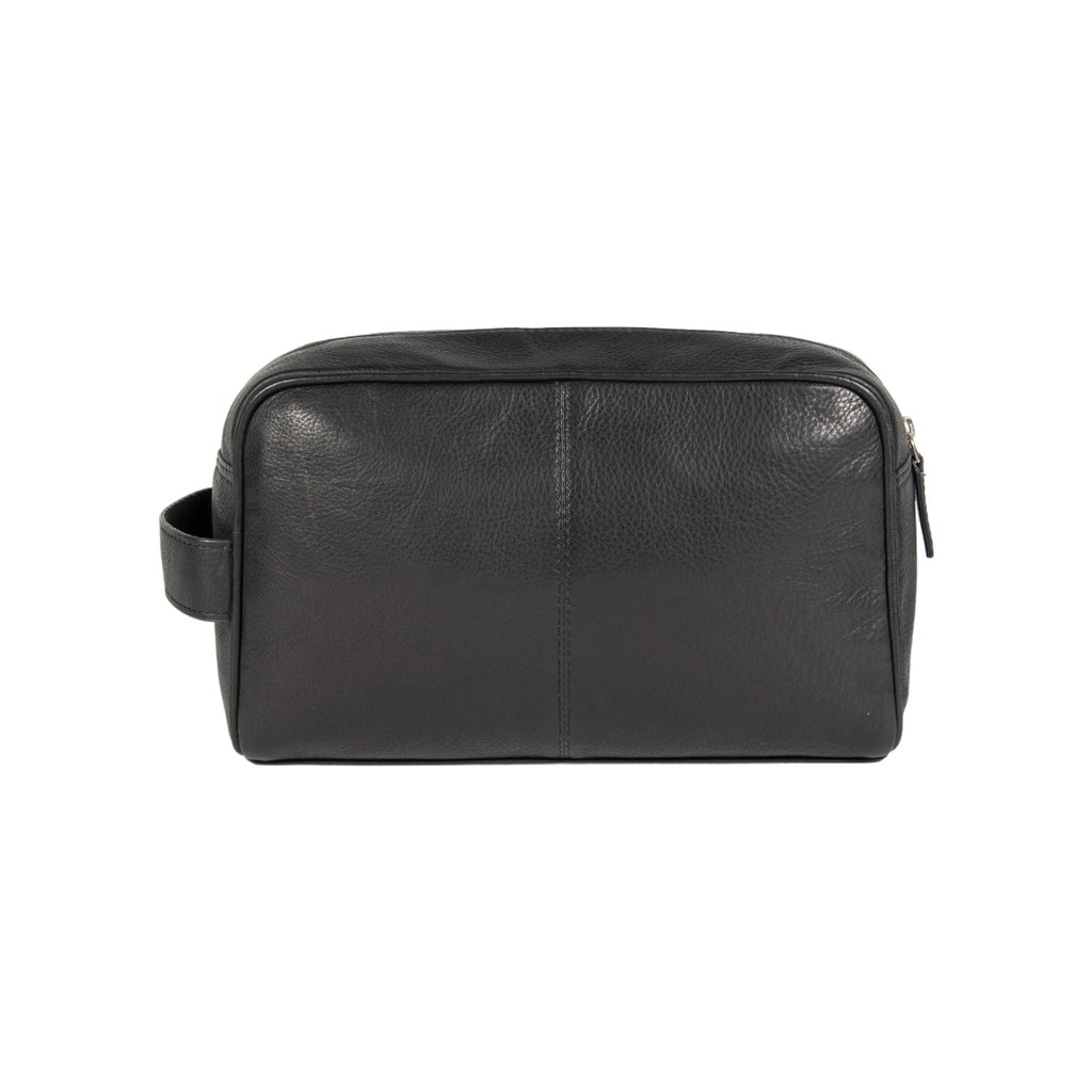 K0025AB | Beauty Case with side handle in genuine full grain leather with light grain - Black color. Zipper closure, Dimensions: 25 x 16 x 12 cm. Packaging: Tnt bag-2