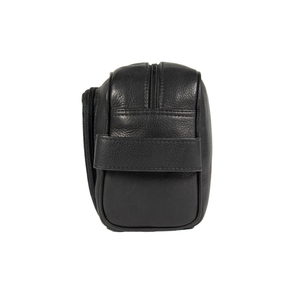 K0025AB | Beauty Case with side handle in genuine full grain leather with light grain - Black color. Zipper closure, Dimensions: 25 x 16 x 12 cm. Packaging: Tnt bag-3