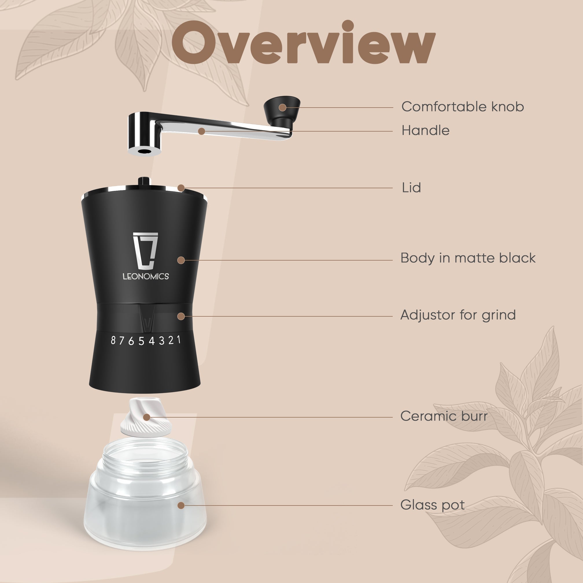 Leonomics Premium Coffee Grinder - Manual