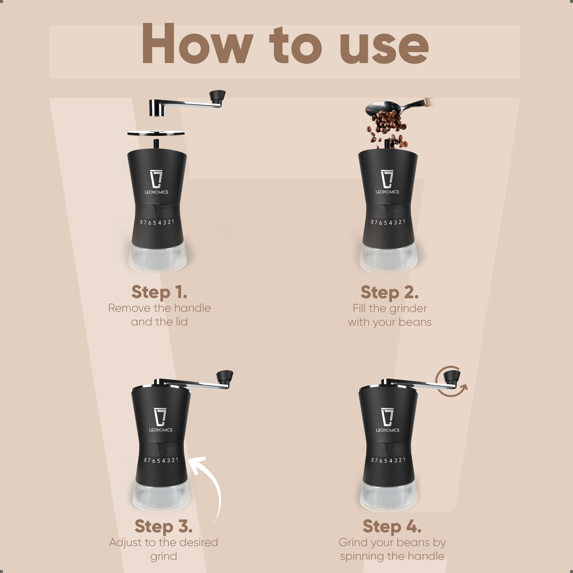 Leonomics Premium Coffee Grinder - Manual