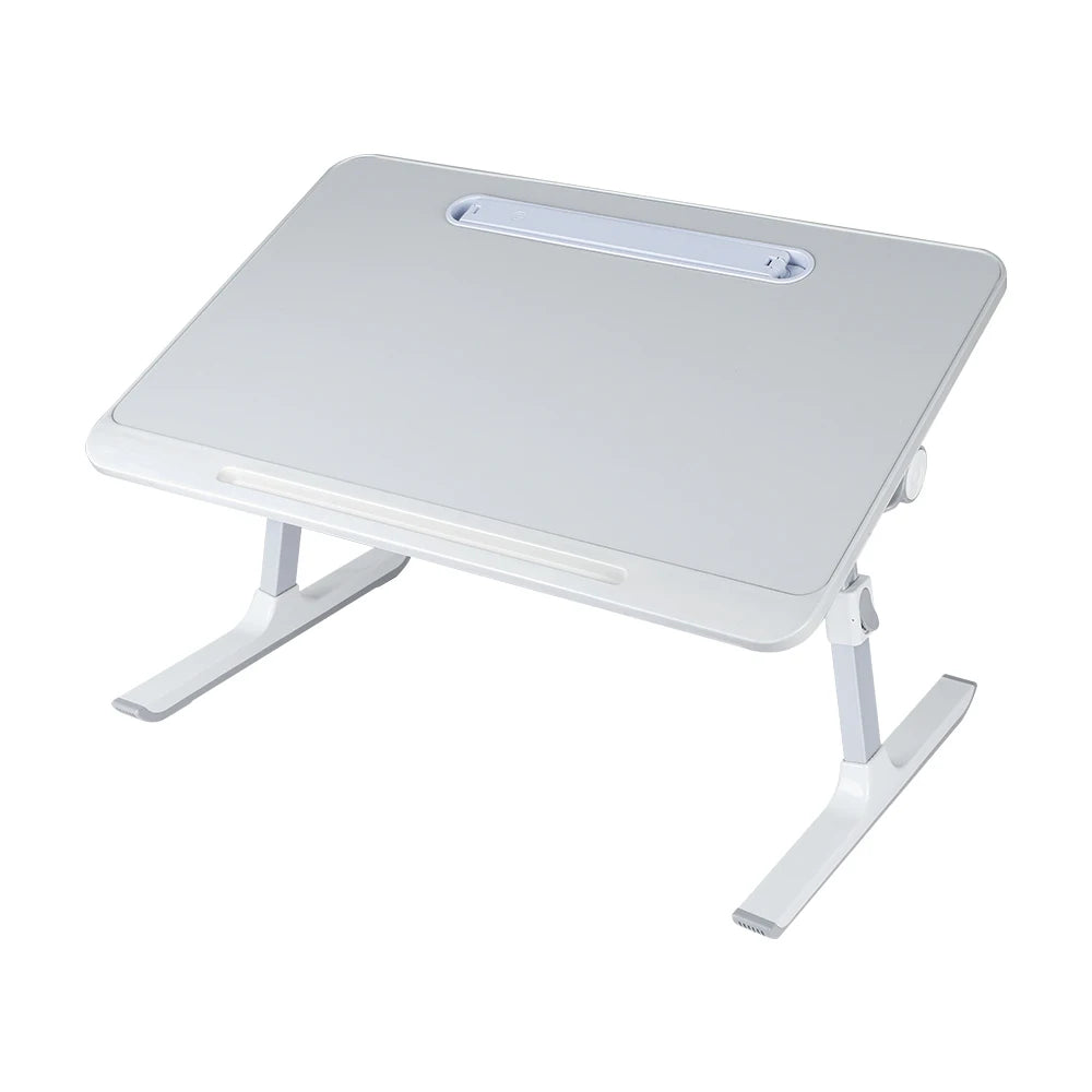 Table Bed Laptop Table, Height Angle Adjustable, Bedside Table Foldable With Drawer And LED Lamp, 60 X 40 Cm