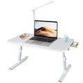 Table Bed Laptop Table, Height Angle Adjustable, Bedside Table Foldable With Drawer And LED Lamp, 60 X 40 Cm