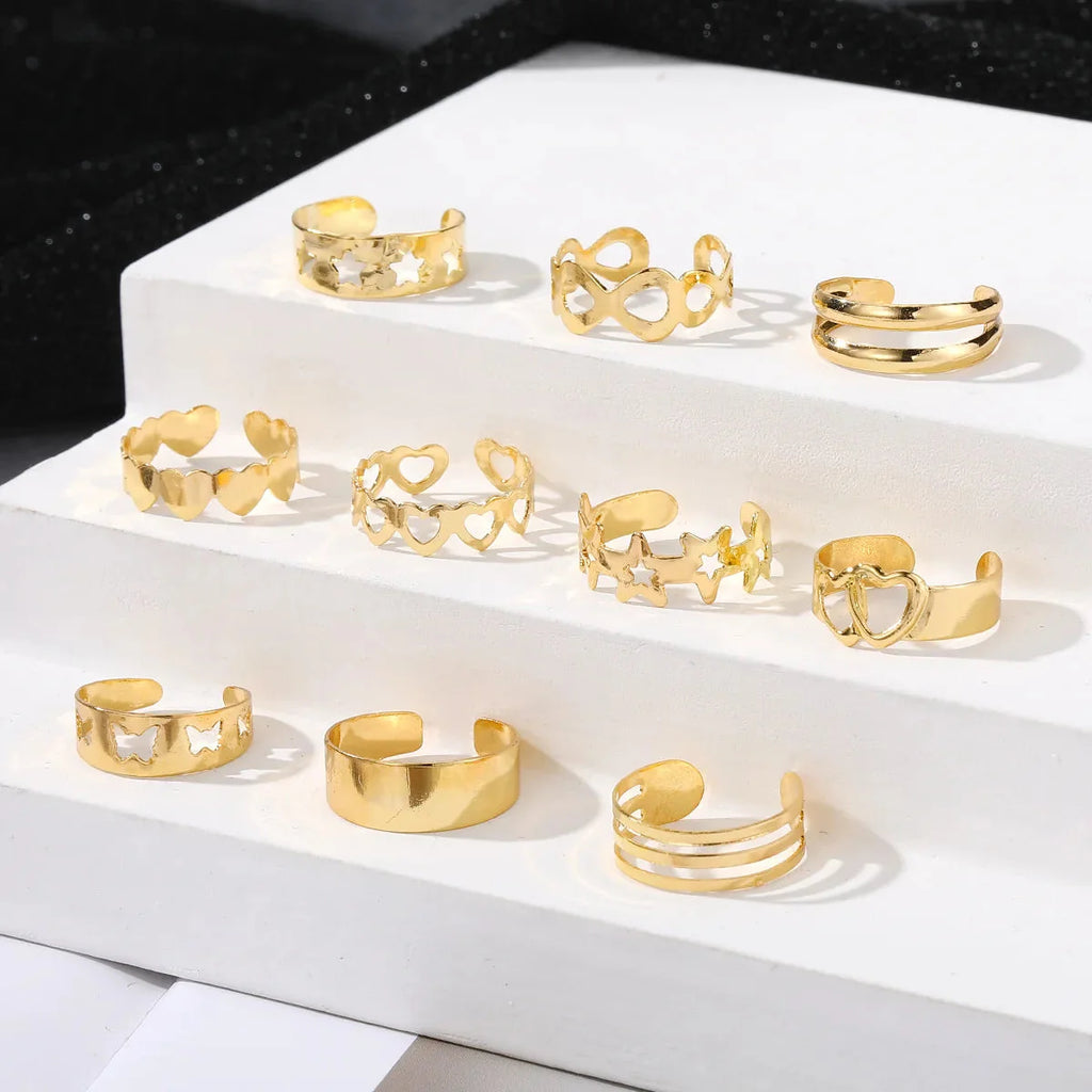 7/10/12Pcs Adjustable Toe Rings for Women Foot Ring Gold/Silver Color Metal Round Jewelry for Girl Summer Beach Barefeet Fashion