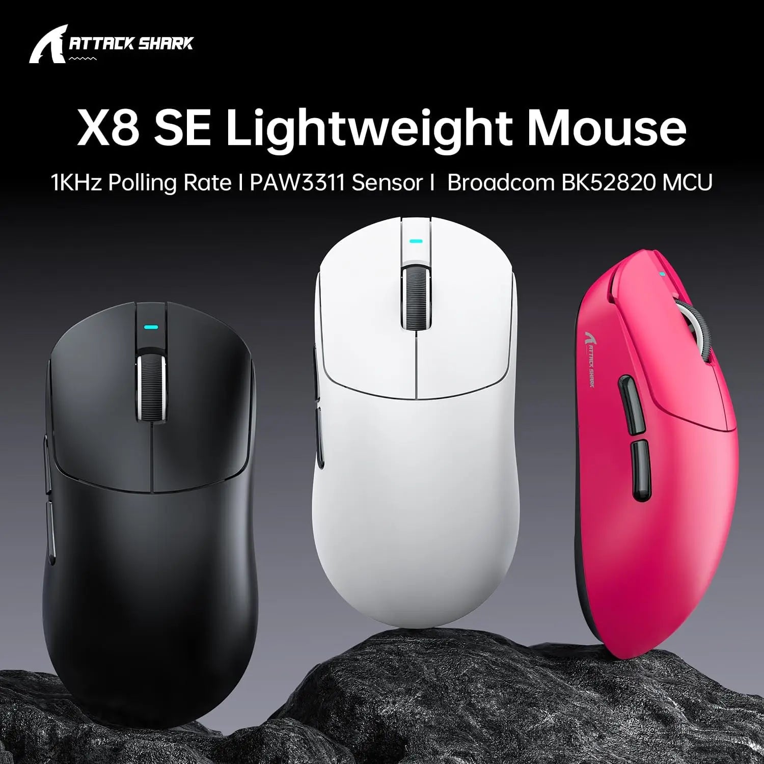 New ATTACK SHARK X8 SE Superlight Wireless Gaming Mouse,BK52820 Tri-Mode Mouse,25000DPI,500mAh Battery,5 Programmable Buttons