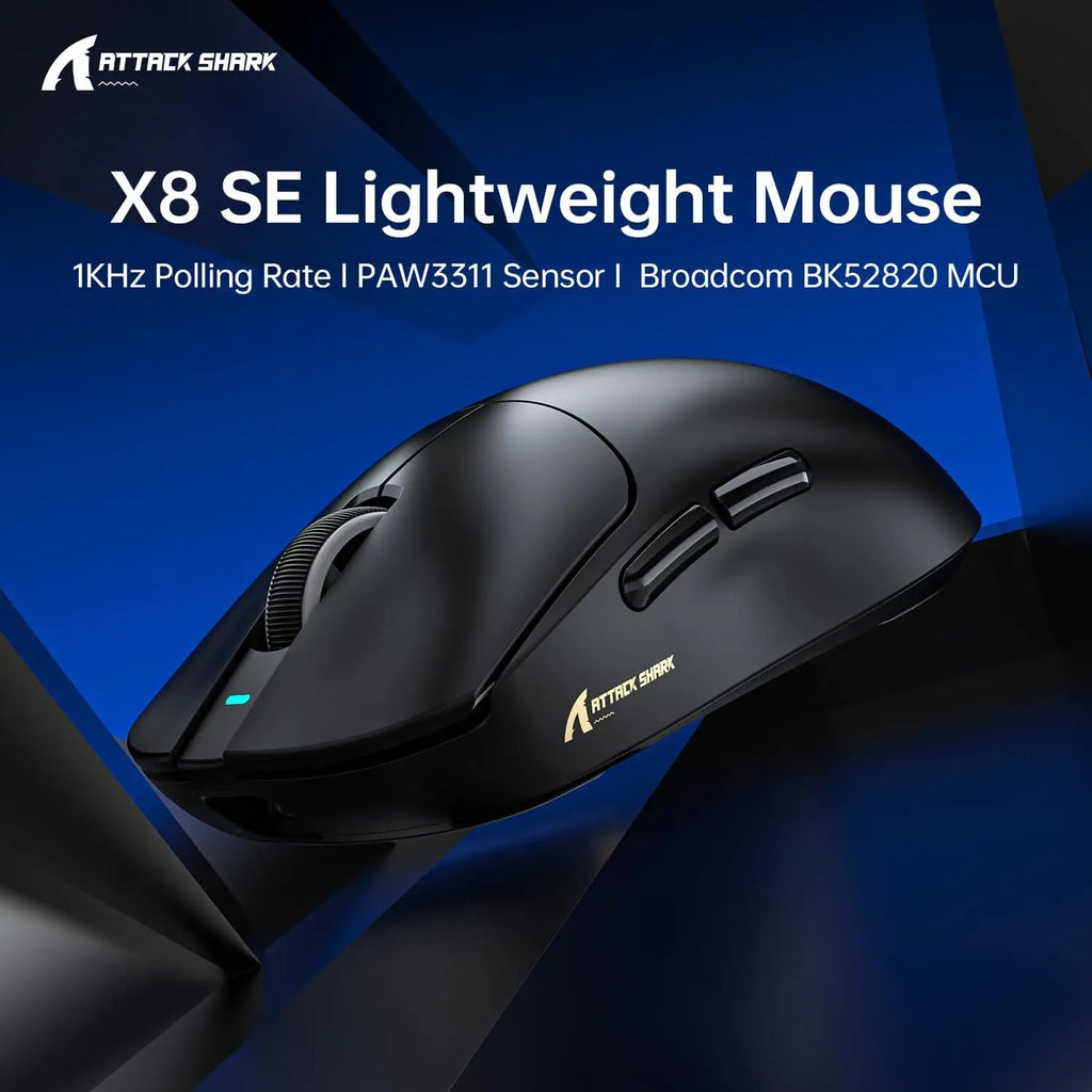 New ATTACK SHARK X8 SE Superlight Wireless Gaming Mouse,BK52820 Tri-Mode Mouse,25000DPI,500mAh Battery,5 Programmable Buttons