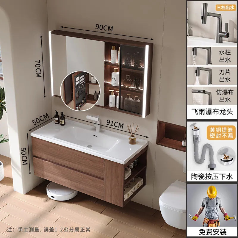 Modern Drawers Bathroom Cabinet Organizer Storage Perfume Mirror Luxury Paper Cupboard Toilet Cupboard Gabinete Home Furniture