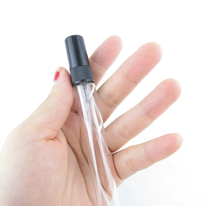 50/100PCS 2ML 3ML 5ML 10ML Black Portable Glass Perfume Bottle Empty Refillable Bottle Cosmetics Bottle Sample Thin Glass Vials