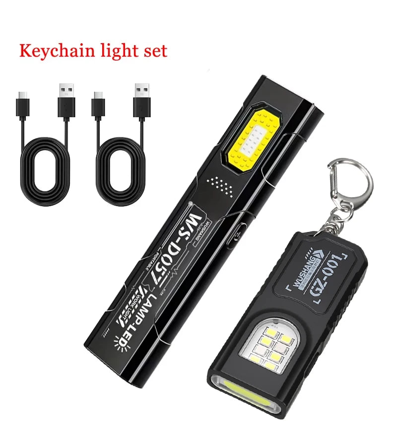 Luz de advertencia de trabajo de seguridad, luz de trabajo, luz fuerte, mini portátil, mantenimiento exterior, emergencia, linterna EDC, clip de gorra.