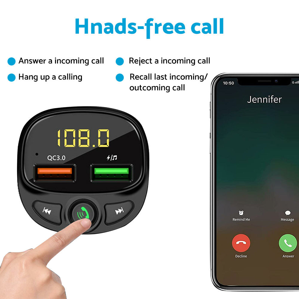 Car Phone Charger FM Transmitter Suitable for iPhone Samsung-4