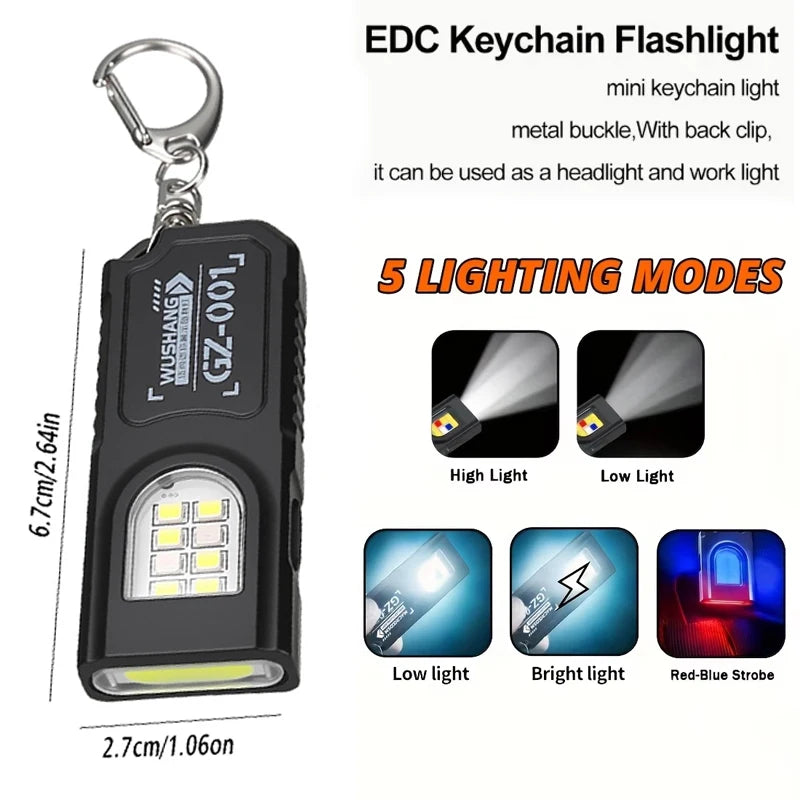 Luz de advertencia de trabajo de seguridad, luz de trabajo, luz fuerte, mini portátil, mantenimiento exterior, emergencia, linterna EDC, clip de gorra.