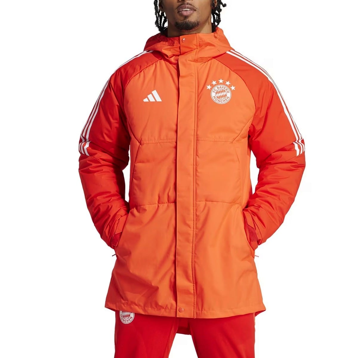 Bayern Munich soccer light red parka down jacket 2024 - Adidas-1