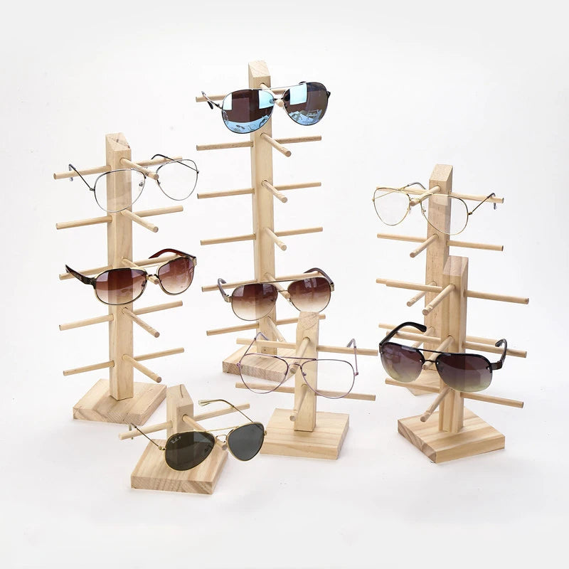 Creative Multilayer Wooden Sunglass Display Stand Holder Eyeglasses Storage Rack Window Counter Showcase Glasses Shelf Organizer