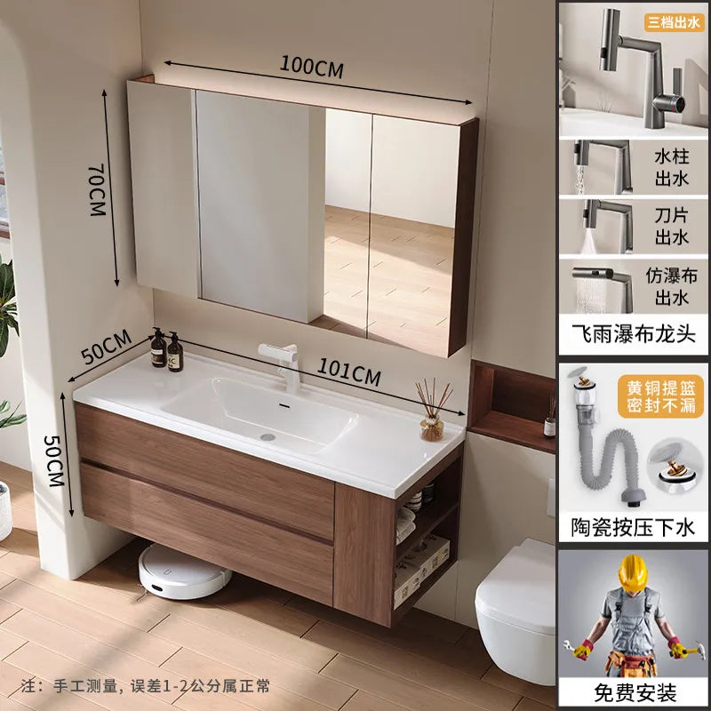 Modern Drawers Bathroom Cabinet Organizer Storage Perfume Mirror Luxury Paper Cupboard Toilet Cupboard Gabinete Home Furniture