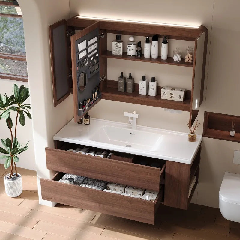 Modern Drawers Bathroom Cabinet Organizer Storage Perfume Mirror Luxury Paper Cupboard Toilet Cupboard Gabinete Home Furniture