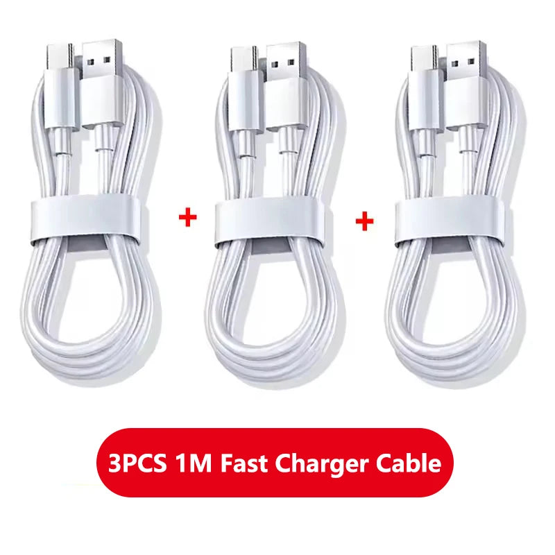Cable de datos de carga súper rápida tipo C de 3 piezas de 6 A y 100 W para Samsung Huawei Xiaomi Redmi Cables USB C de carga rápida