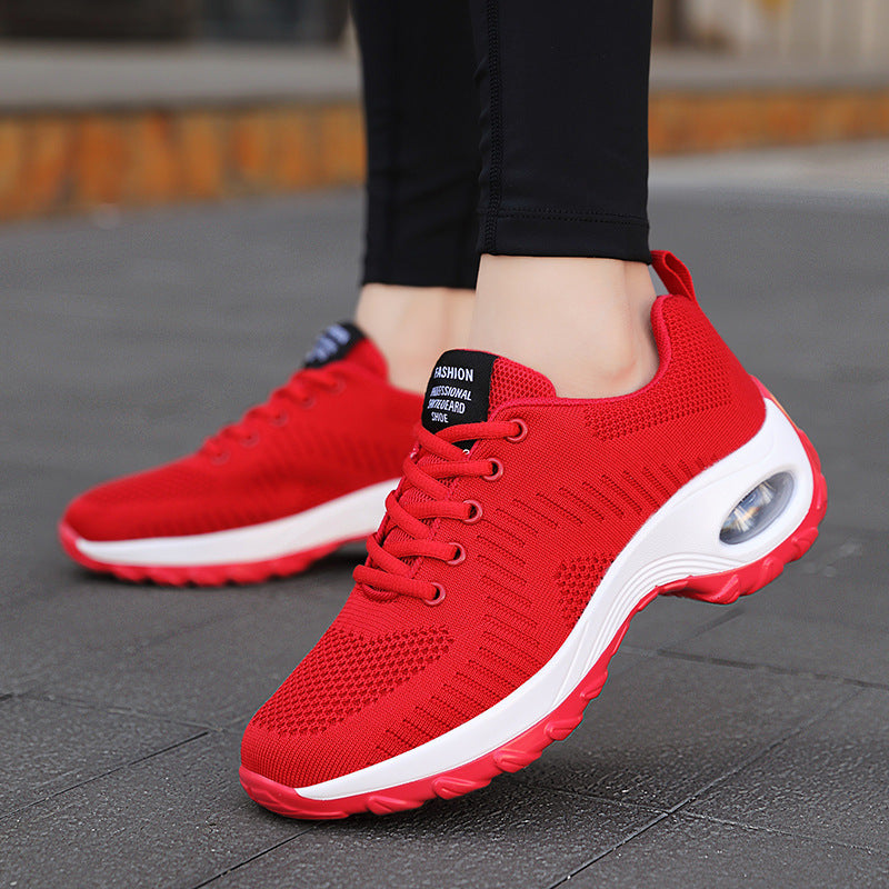 Women's shoes, mesh running shoes, casual single shoes, air-cushioned shoes, black soft-soled women's dancing trendy shoes