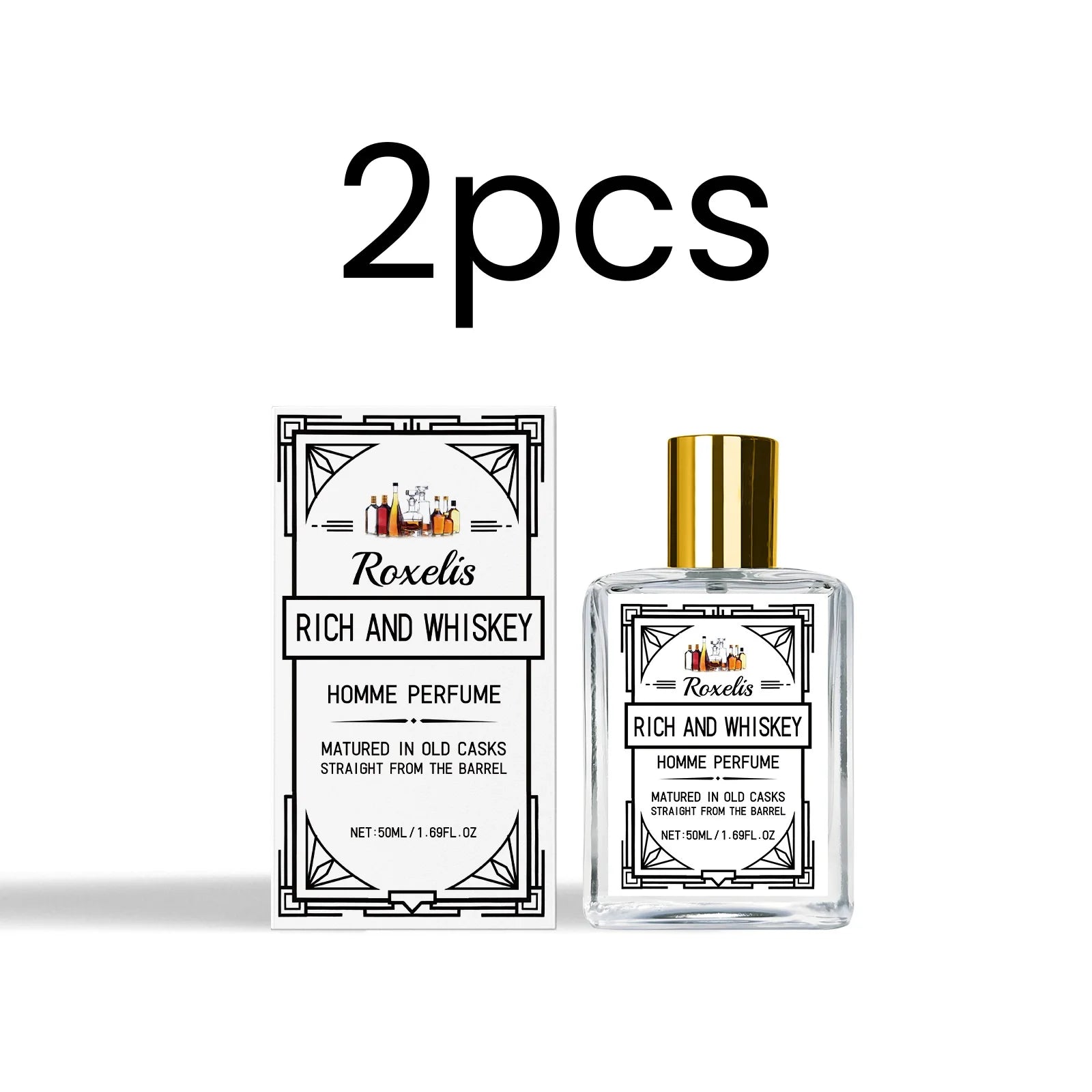 Perfume Roxelis Whiskey Scent Exuda Elegancia Encanto Duradero Aumenta la Confianza Nivel de Fragancia Ligero Perfume en Spray para Hombres 50ml