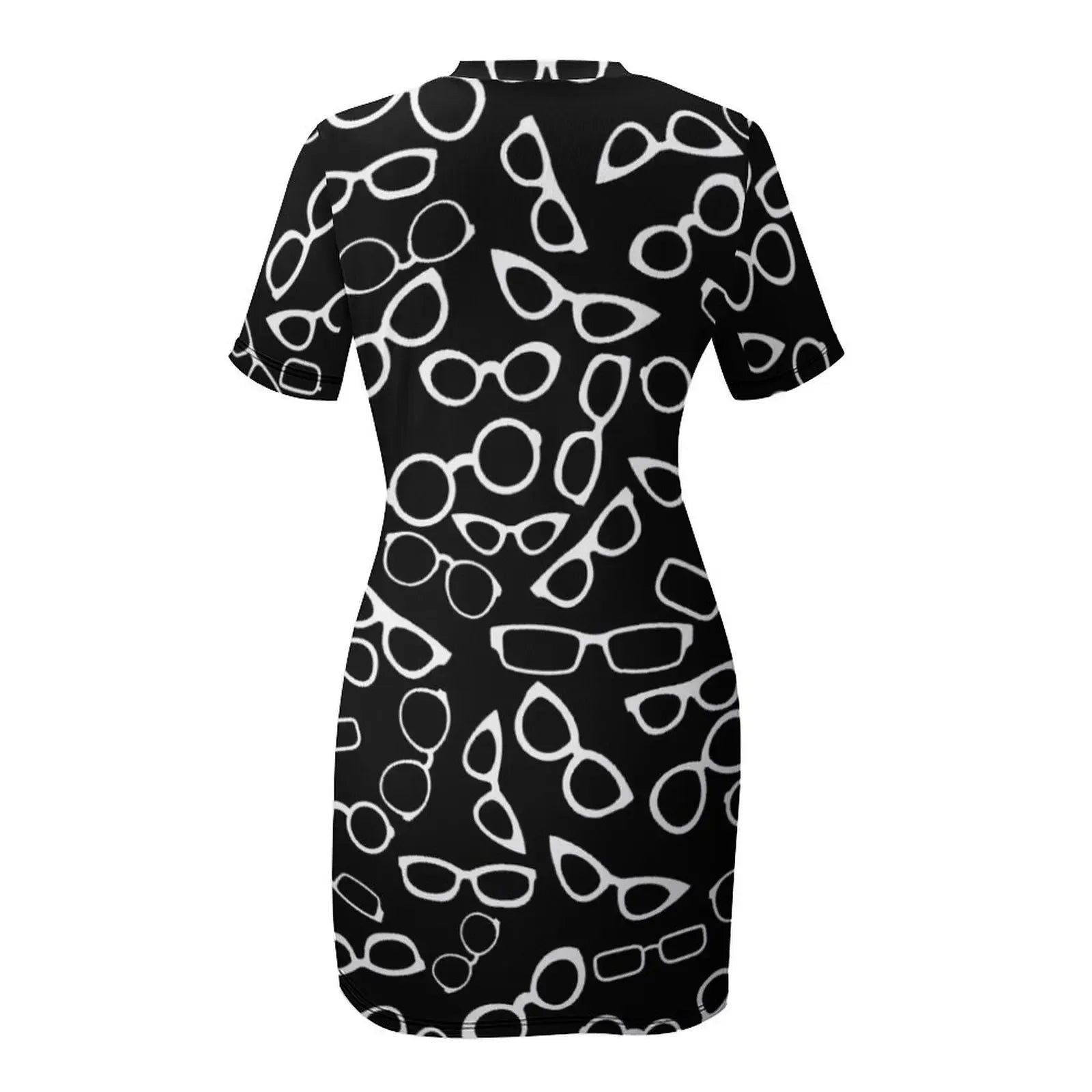 Various Shaped Eyeglasses Pattern - White Short-Sleeved Dress wedding dresses for woman sexy dress womens clothing Dress