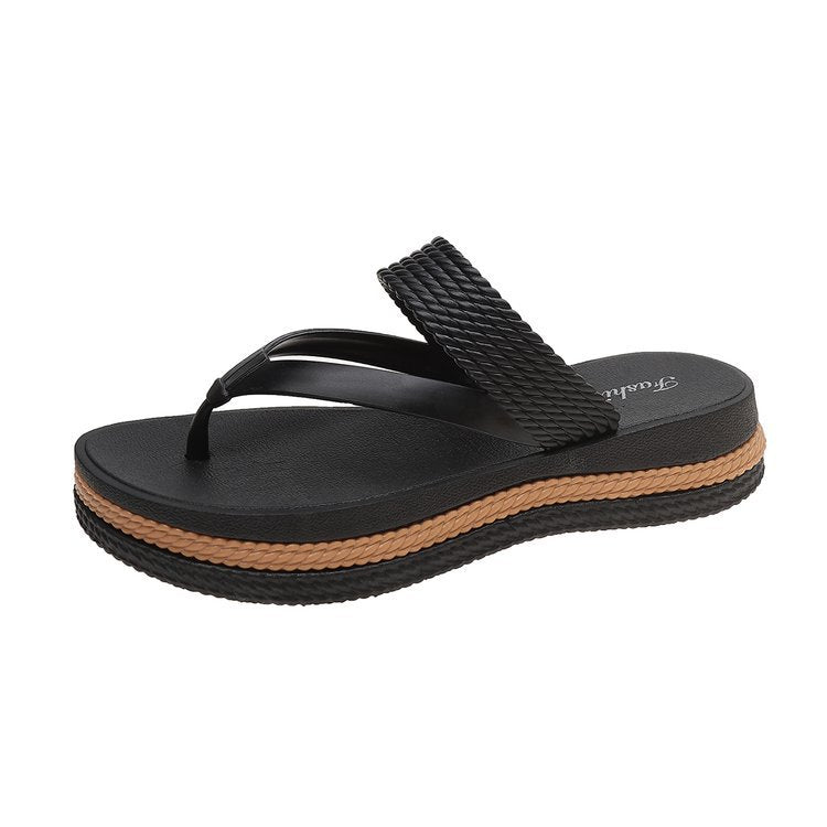 Dam Flätade Rem Plattform Flip-Flops – Kuddat fotsulor & hållbara remmar – Lättviktiga, perfekta för strand, pool eller avslappnade sommardagar – bekväma och snygga