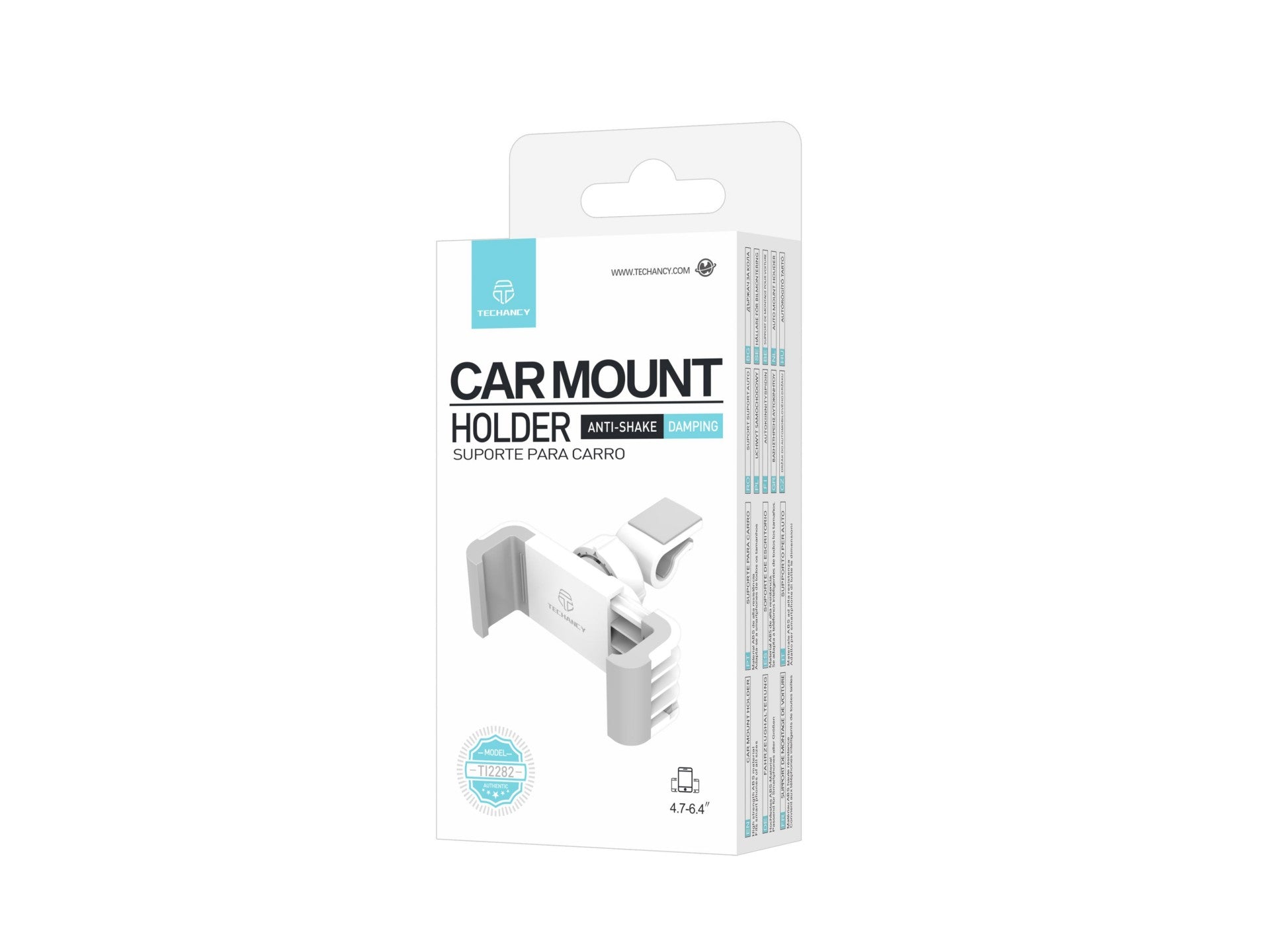 Techancy Suporte de Telemovel para Carro TI2282 Rotativo Estavel Compatvel com 4.7 a 6.4 Polegadas Branco