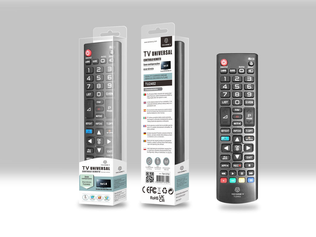 Techancy Controlo Remoto Do Televisor  TU2402, Alcance Sem Fios De 8m, Compatível Com Televisores Lg, Ligação Auto-Adaptável